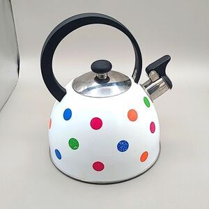 Cuisine Select Stovetop Whistling Colorful Polka-dot Teapot, Stainless Steel